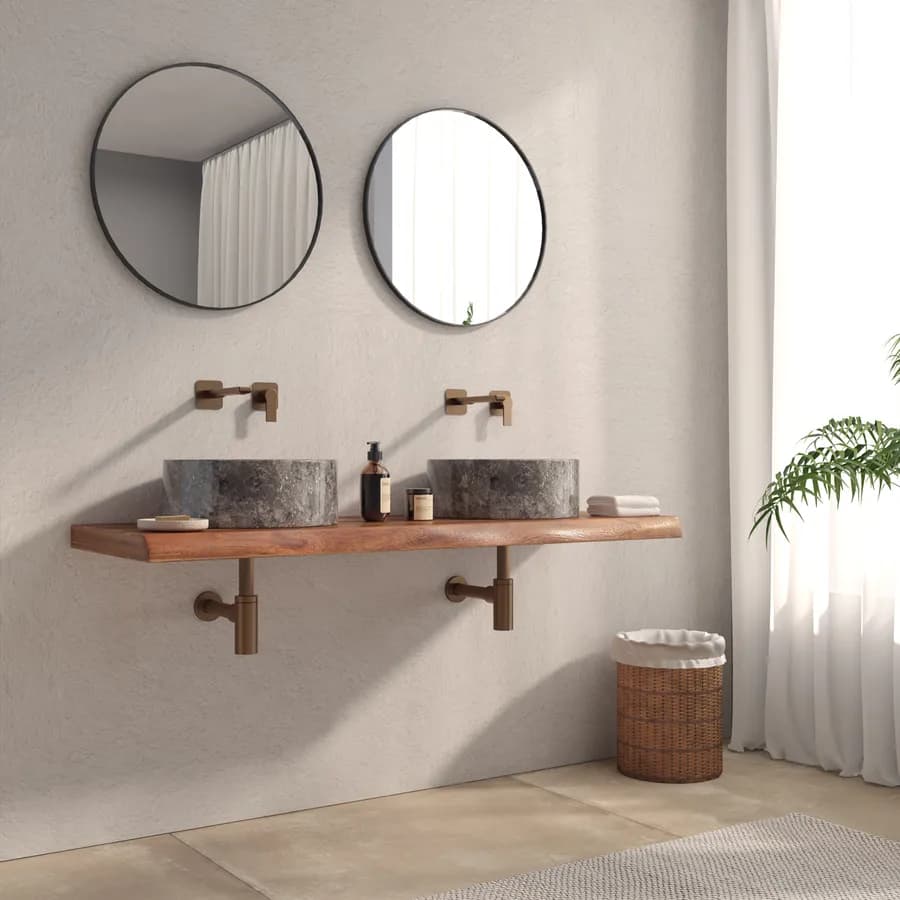 Mensola portalavabo 145x50 cm in legno di acacia - Freia Stone