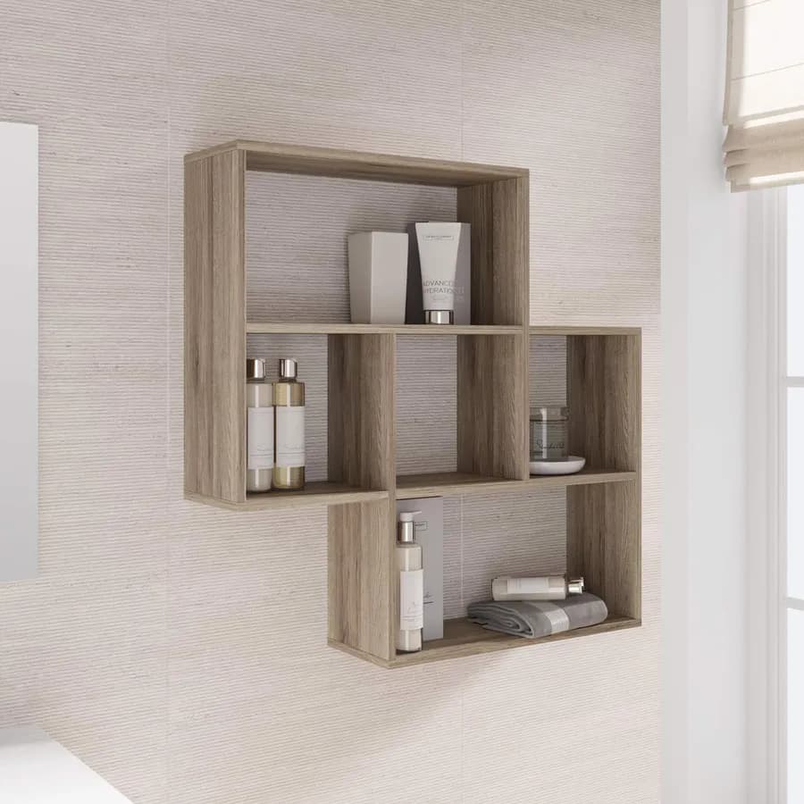 Mensola bagno 85x20 cm in legno rovere - Kantiko