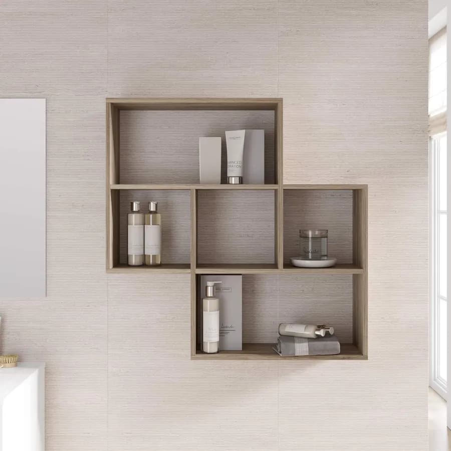 Mensola bagno 85x20 cm in legno rovere - Kantiko