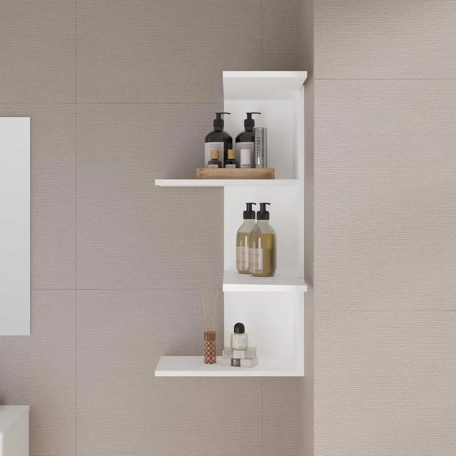 Mensola da bagno 42x85h cm in legno bianco - Kantiko
