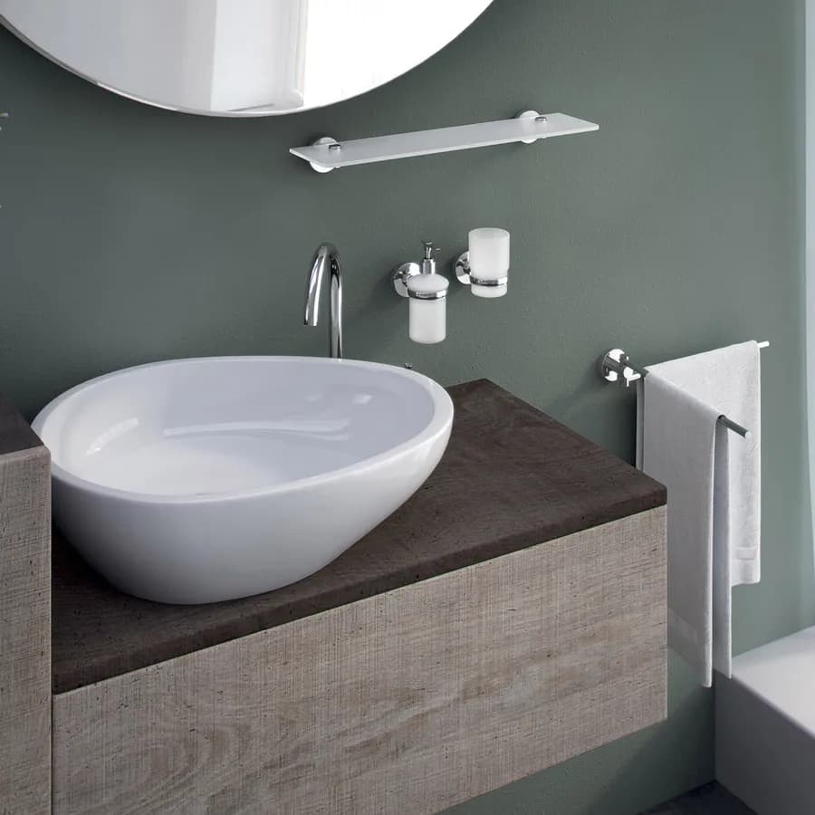 Mensola 52 cm in acciaio inox cromo e vetro temperato - Felce di Gedy