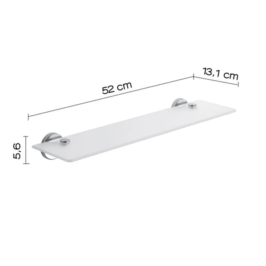 Mensola 52 cm in acciaio inox cromo e vetro temperato - Felce di Gedy