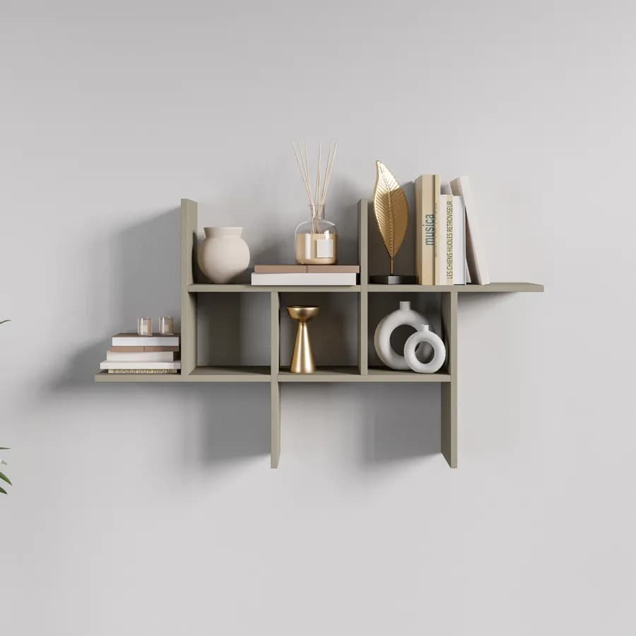 Mensola decorativa 100x18 cm in legno tortora - Tetris