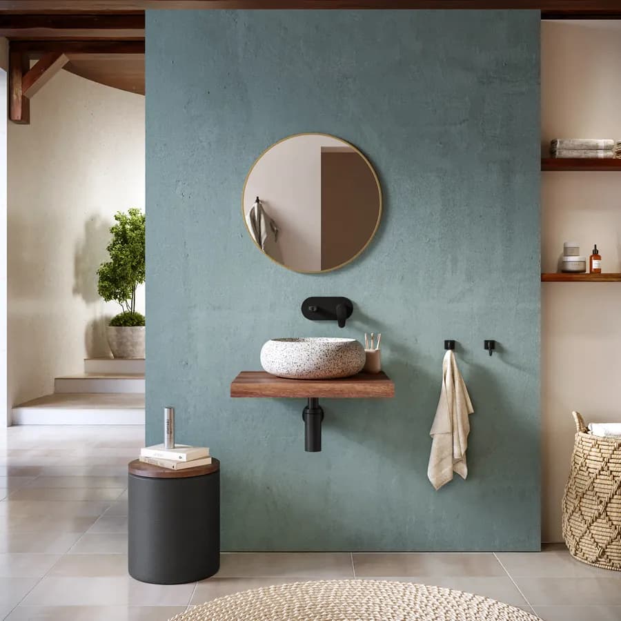 Mensola portalavabo sospesa 60 cm in legno di mango - Mida