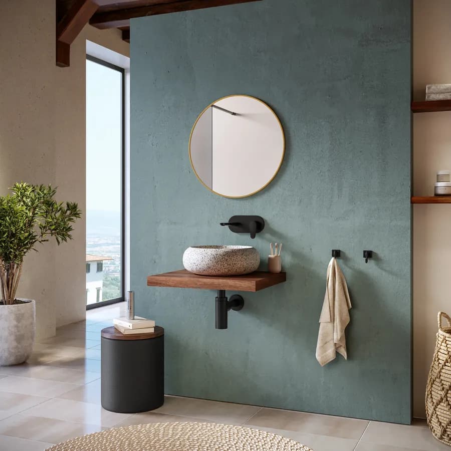 Mensola portalavabo sospesa 60 cm in legno di mango - Mida