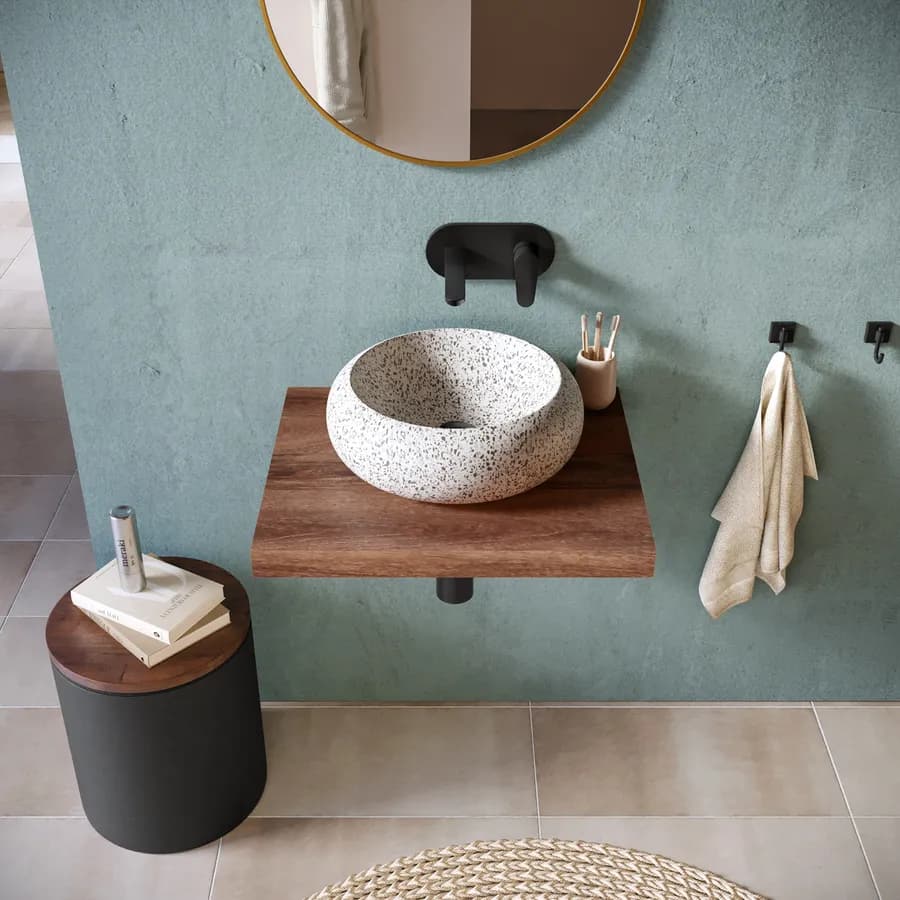 Mensola portalavabo sospesa 60 cm in legno di mango - Mida