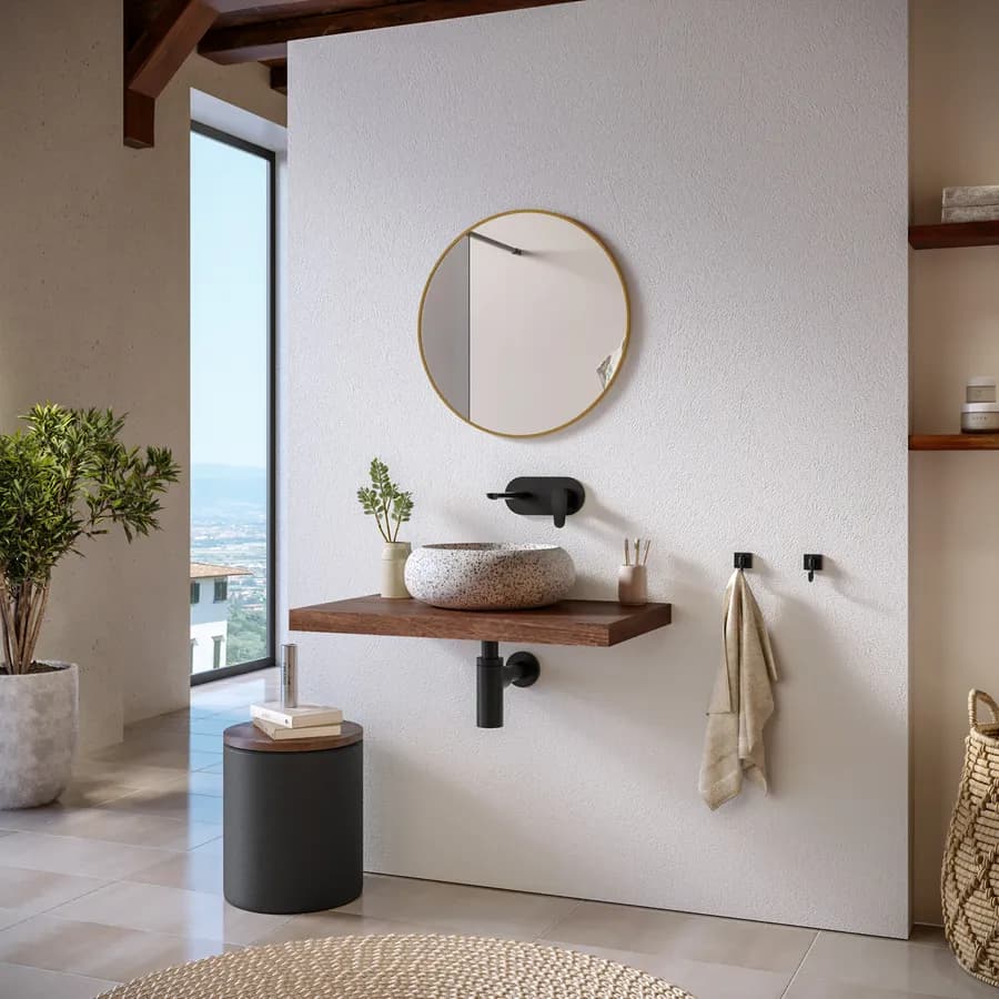 Mensola portalavabo sospesa 80 cm in legno di mango - Mida