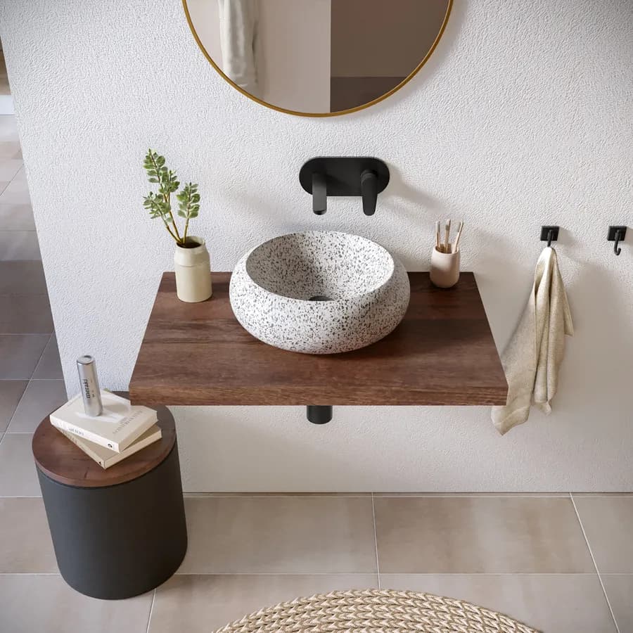 Mensola portalavabo sospesa 80 cm in legno di mango - Mida