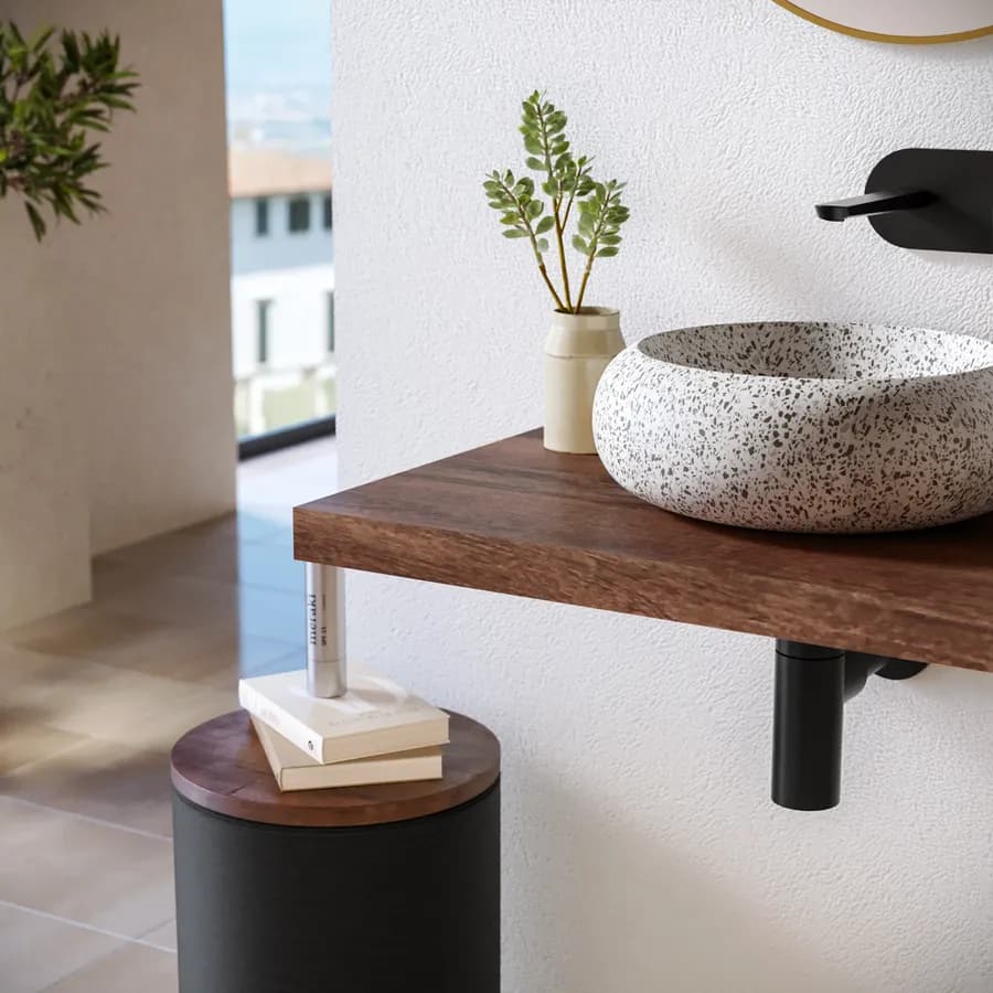 Mensola portalavabo sospesa 80 cm in legno di mango - Mida