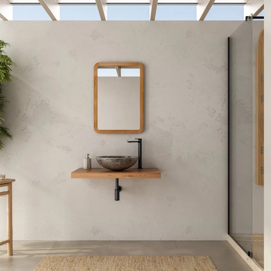 Mensola portalavabo sospesa 80 cm in legno teak - Arca