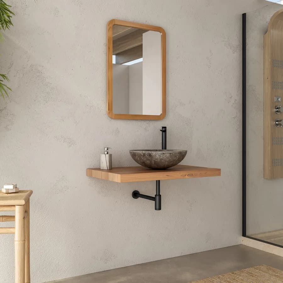Mensola portalavabo sospesa 80 cm in legno teak - Arca