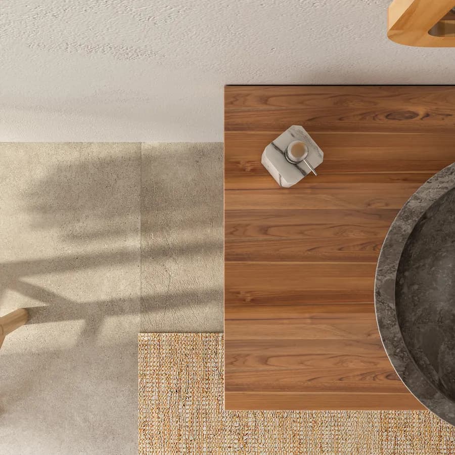 Mensola portalavabo sospesa 80 cm in legno teak - Arca