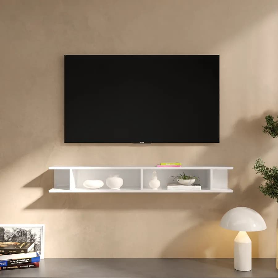 Mensola reversibile 138x19h cm color bianco lucido - Clary