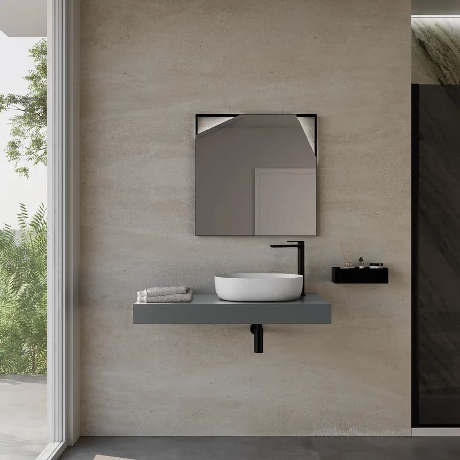 Mensolone bagno 10 h sospeso 100 cm in legno grigio ombra chiaro - Plain
