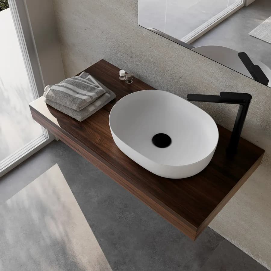 Mensolone bagno 10 h sospeso 100 cm in legno rovere deciso - Plain
