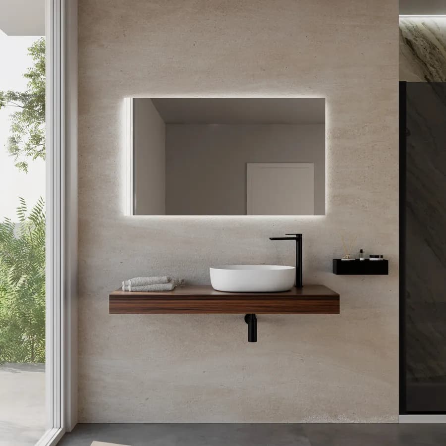 Mensolone bagno 10 h sospeso 120 cm in legno rovere deciso - Plain