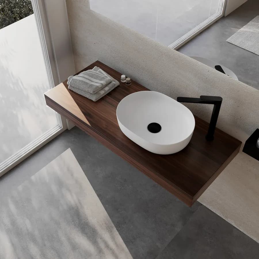 Mensolone bagno 10 h sospeso 120 cm in legno rovere deciso - Plain