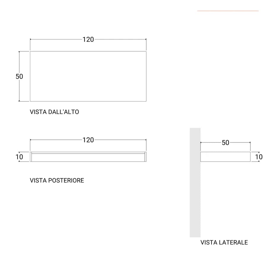 Mensolone bagno 10 h sospeso 120 cm in legno rovere deciso - Plain