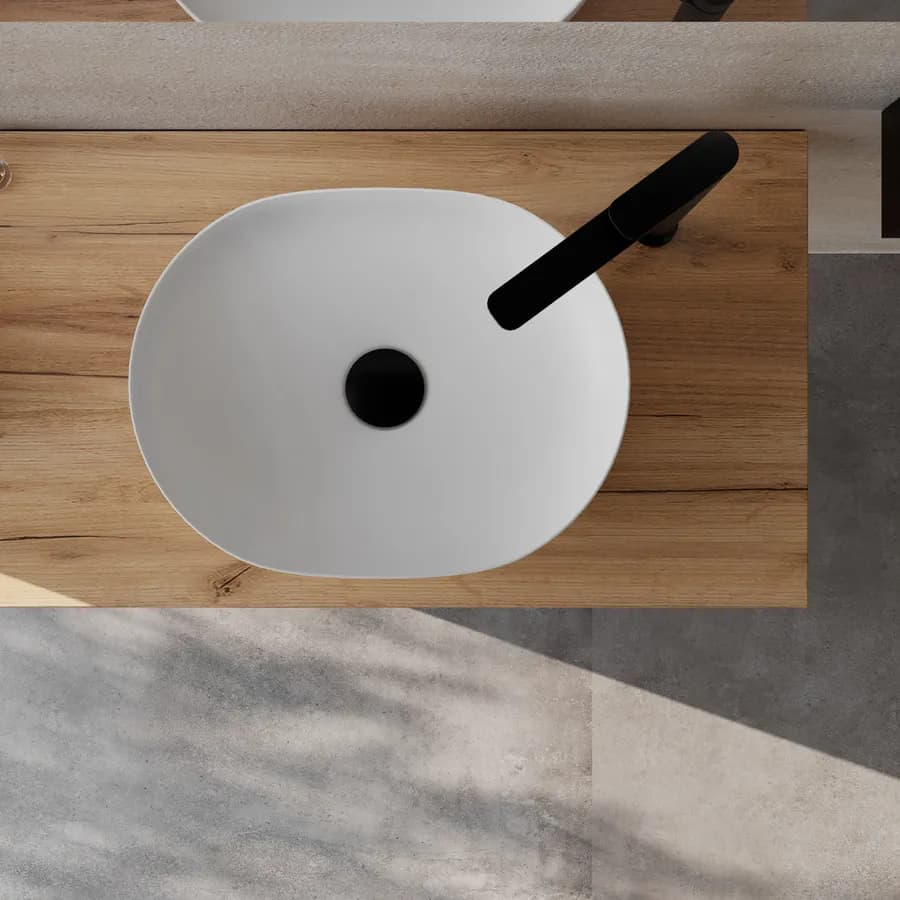 Mensolone bagno 10 h sospeso 120 cm in legno rovere gold - Plain