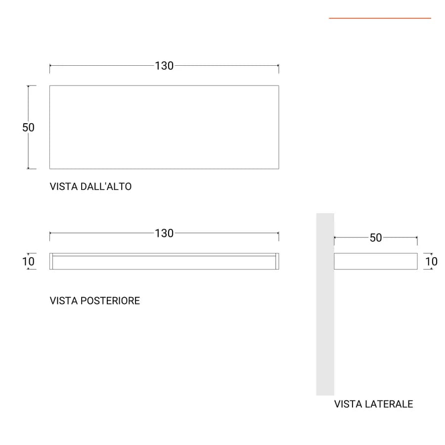 Mensolone bagno 10 h sospeso 130 cm in legno grigio pietra opaco - Plain