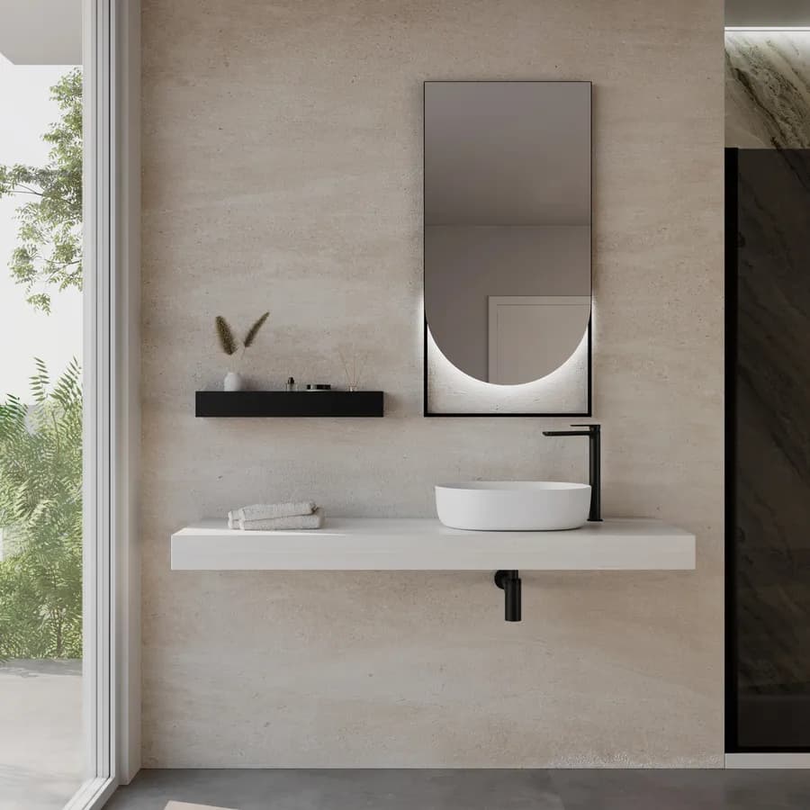 Mensolone bagno 10 h sospeso 140 cm in legno rovere bianco - Plain