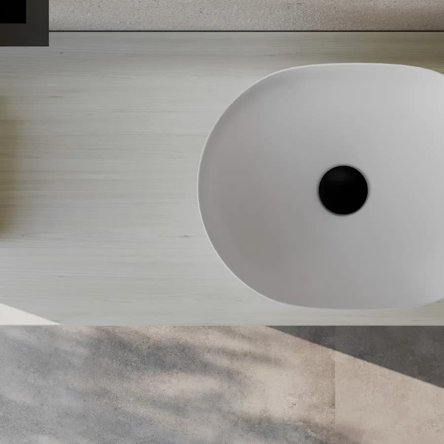 Mensolone bagno 10 h sospeso 140 cm in legno rovere bianco - Plain