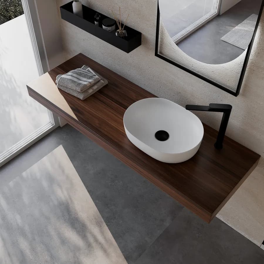 Mensolone bagno 10 h sospeso 140 cm in legno rovere deciso - Plain
