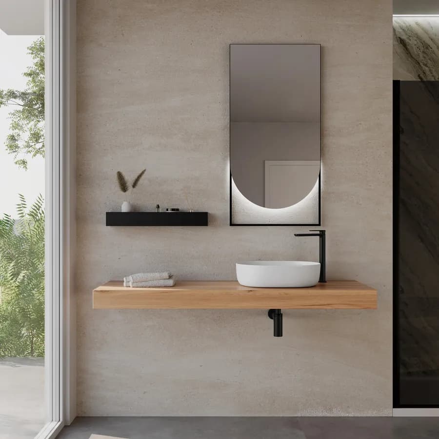 Mensolone bagno 10 h sospeso 150 cm in legno rovere gold - Plain