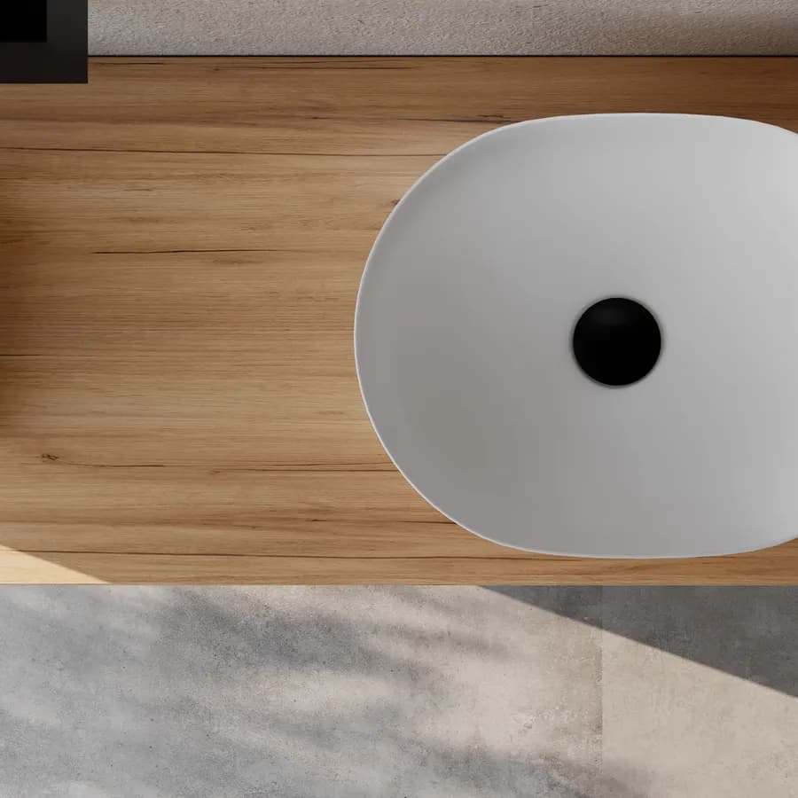 Mensolone bagno 10 h sospeso 150 cm in legno rovere gold - Plain