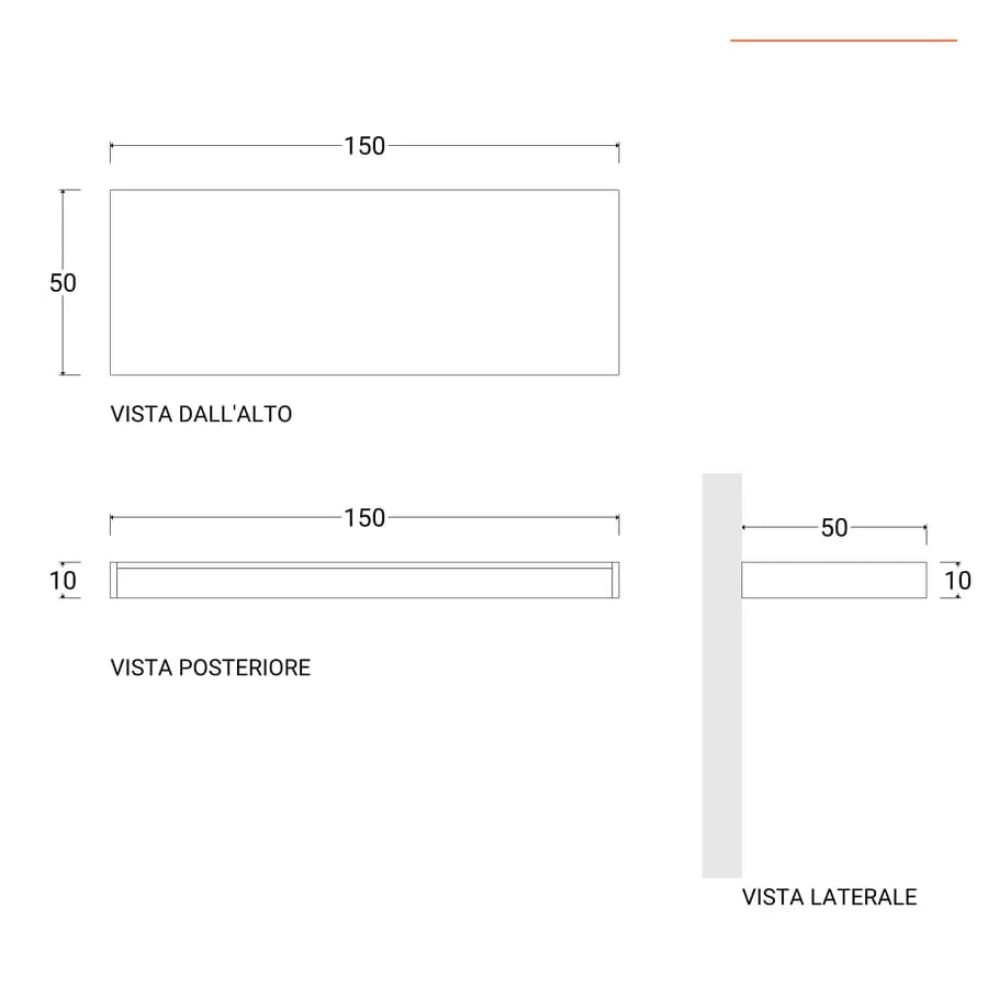 Mensolone bagno 10 h sospeso 150 cm in legno rovere gold - Plain