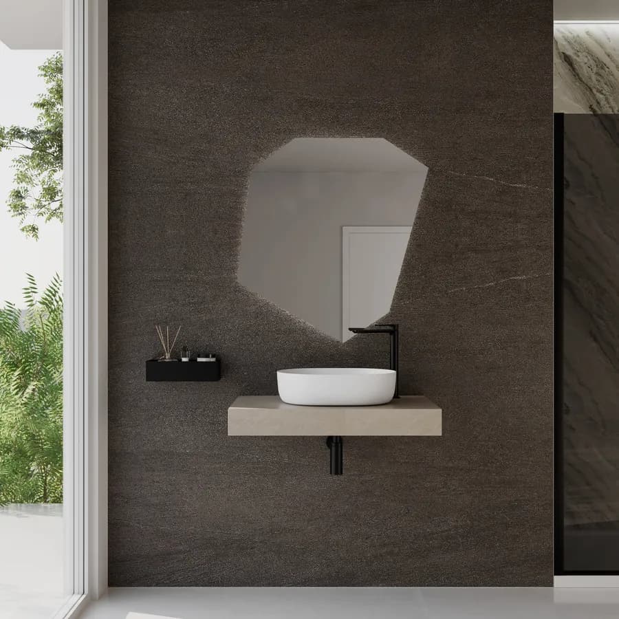 Mensolone bagno 10 h sospeso 80 cm in legno argilla - Plain