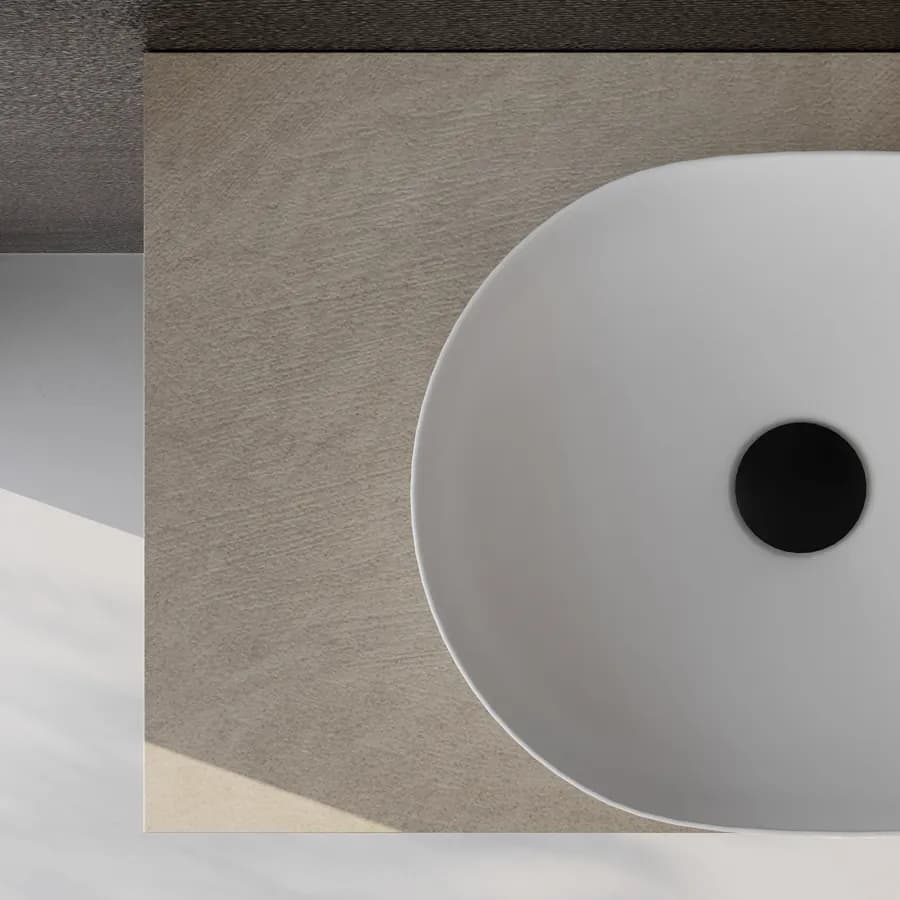 Mensolone bagno 10 h sospeso 80 cm in legno argilla - Plain