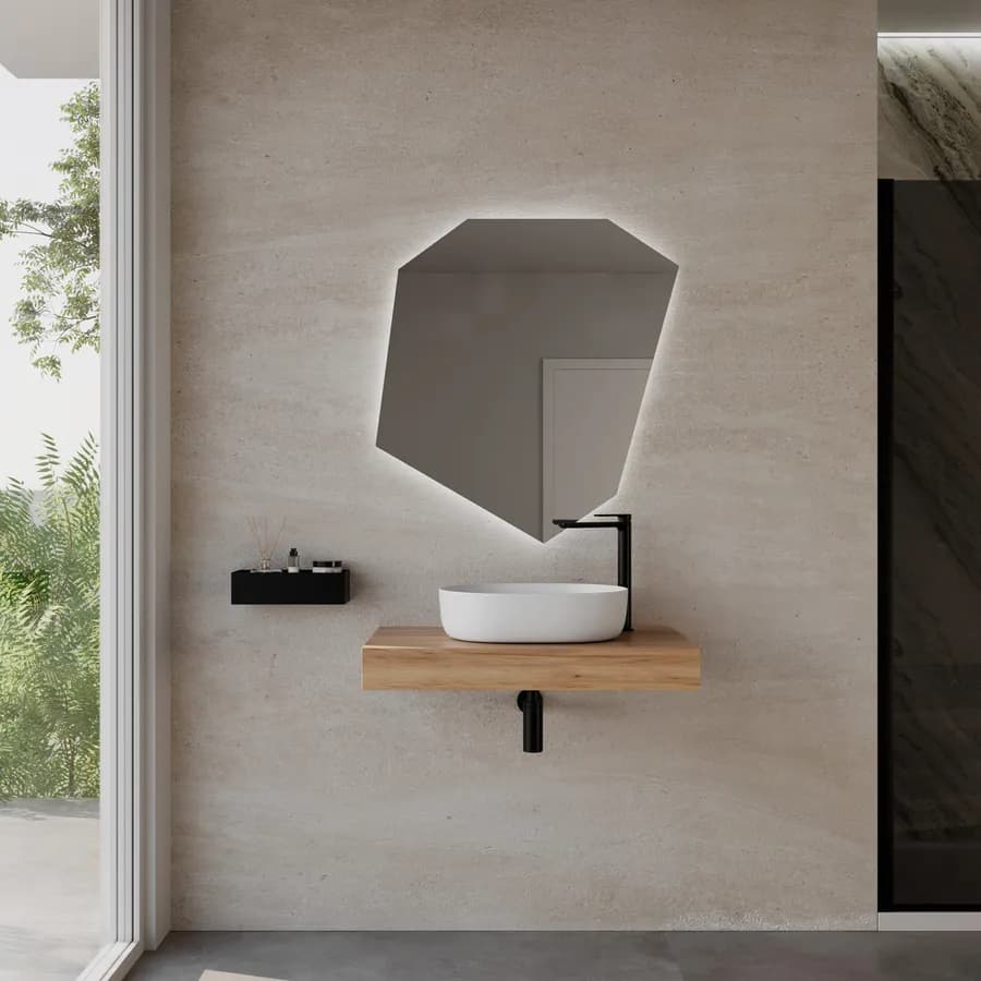 Mensolone bagno 10 h sospeso 80 cm in legno rovere gold - Plain
