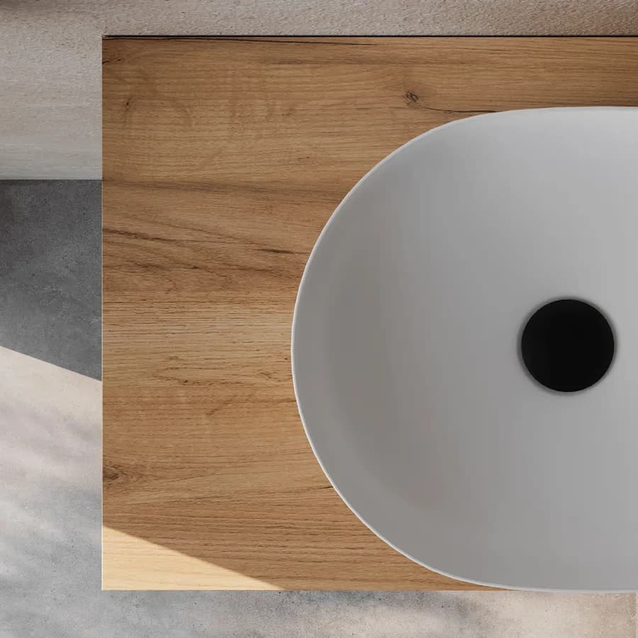 Mensolone bagno 10 h sospeso 80 cm in legno rovere gold - Plain