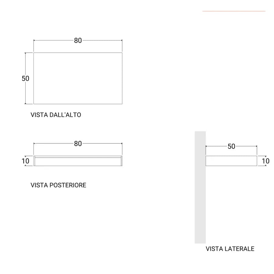 Mensolone bagno 10 h sospeso 80 cm in legno rovere gold - Plain