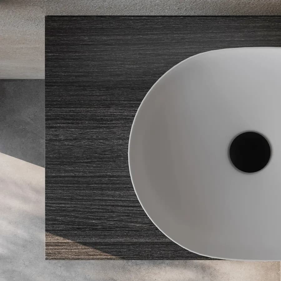 Mensolone bagno 10 h sospeso 80 cm in legno rovere grigio - Plain