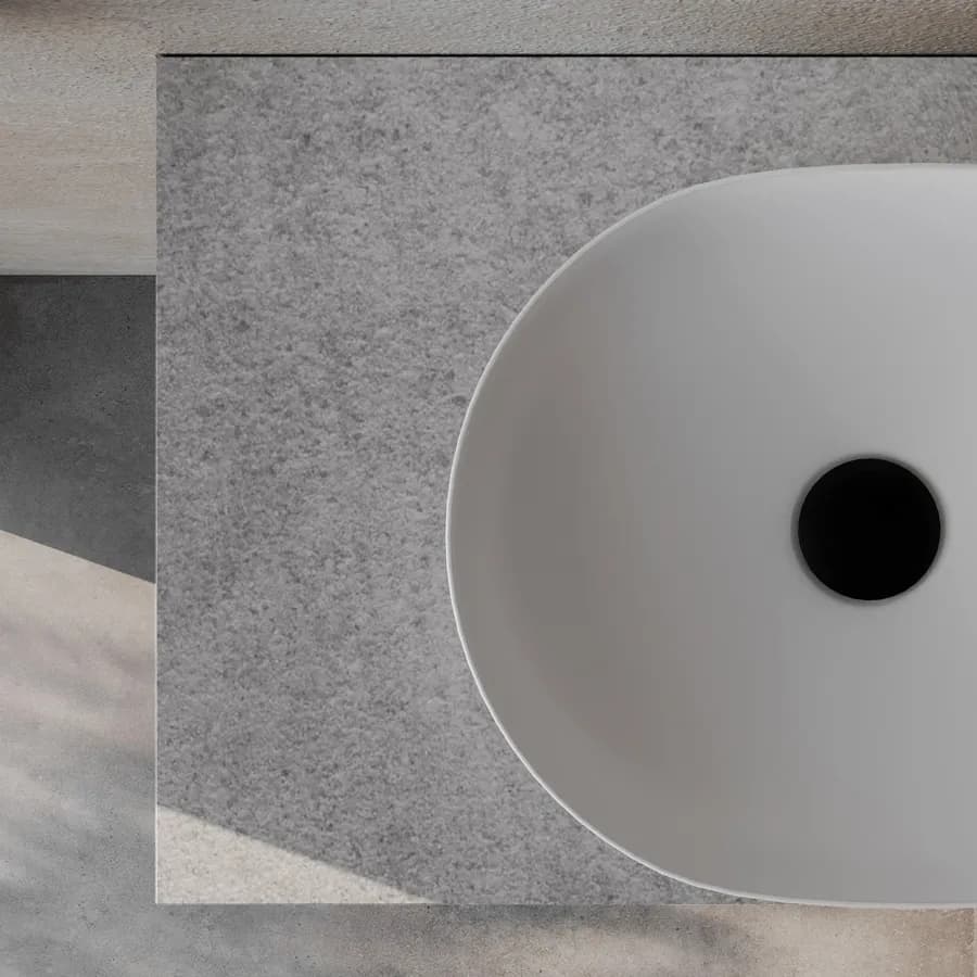 Mensolone bagno 10 h sospeso 90 cm in legno grigio pietra opaco - Plain