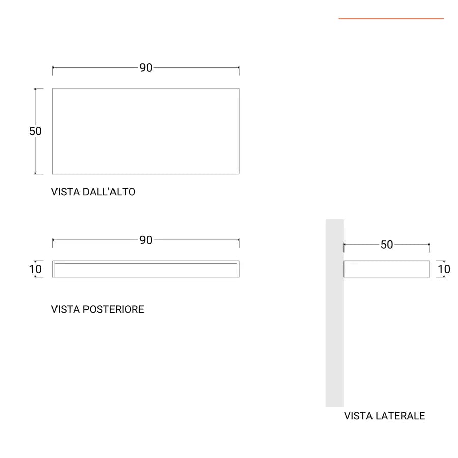 Mensolone bagno 10 h sospeso 90 cm in legno grigio pietra opaco - Plain