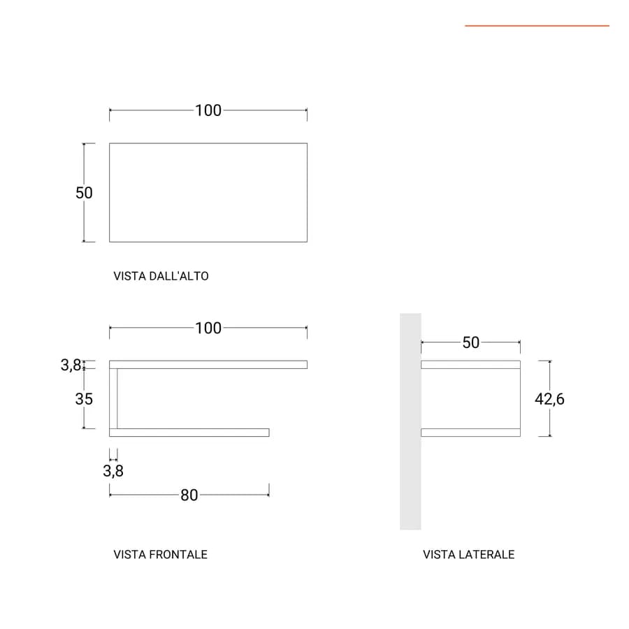 Mensolone bagno 100 cm con ripiano in legno rovere gold e portasalviette bianco opaco - Plain