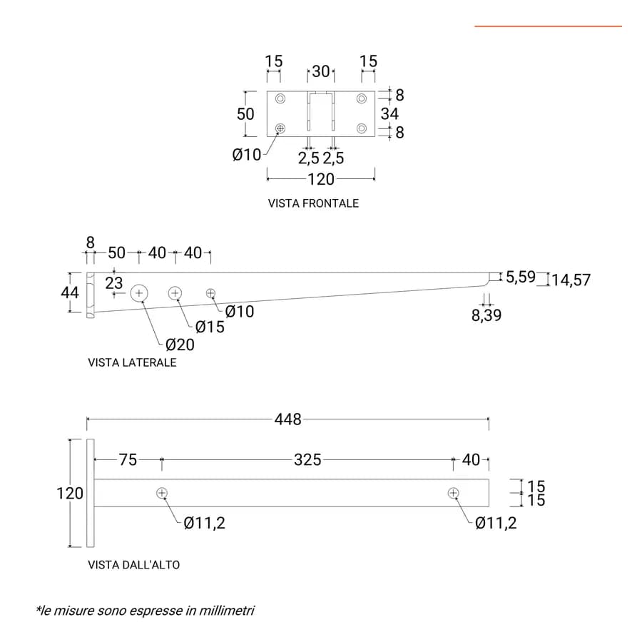 Mensolone bagno 120 cm con ripiano in legno rovere bianco e portasalviette nero opaco - Plain