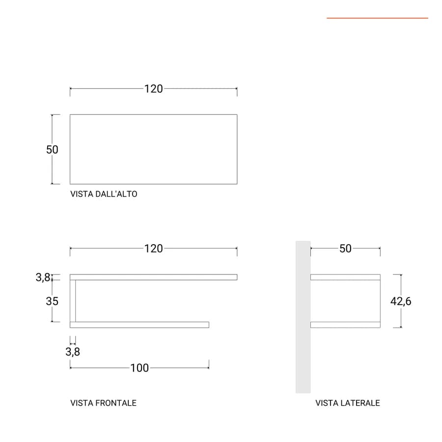 Mensolone bagno 120 cm con ripiano in legno rovere deciso e portasalviette nero opaco - Plain