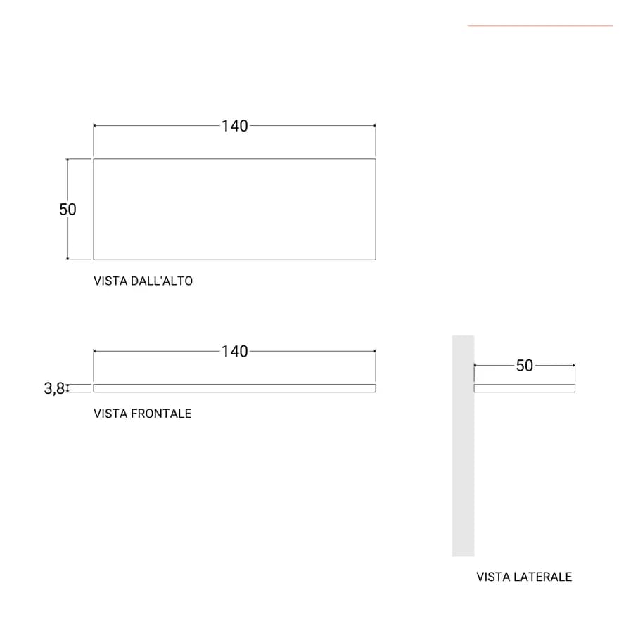 Mensolone bagno 140 cm con cassetto sospeso 50 cm in legno rovere deciso - Plain