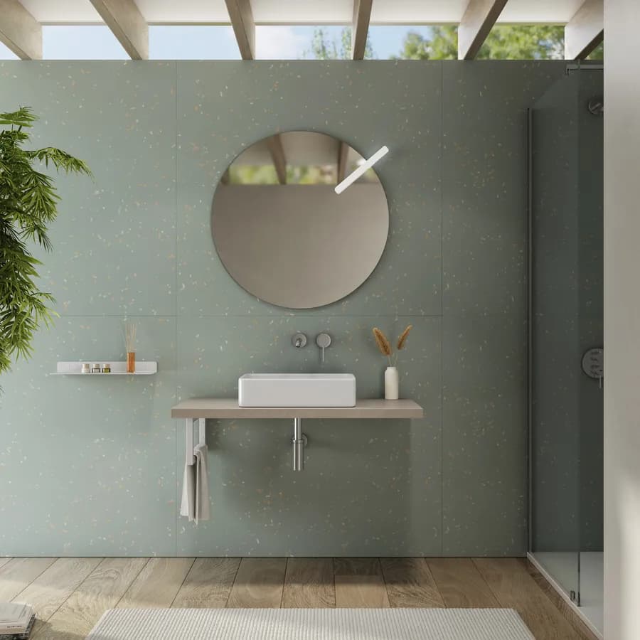 Mensolone bagno 3,8 h sospeso 100 cm in legno argilla - Plain