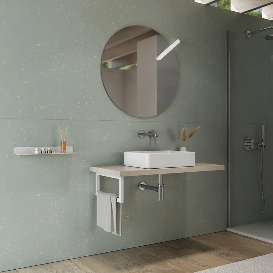 Mensolone bagno 3,8 h sospeso 100 cm in legno argilla - Plain