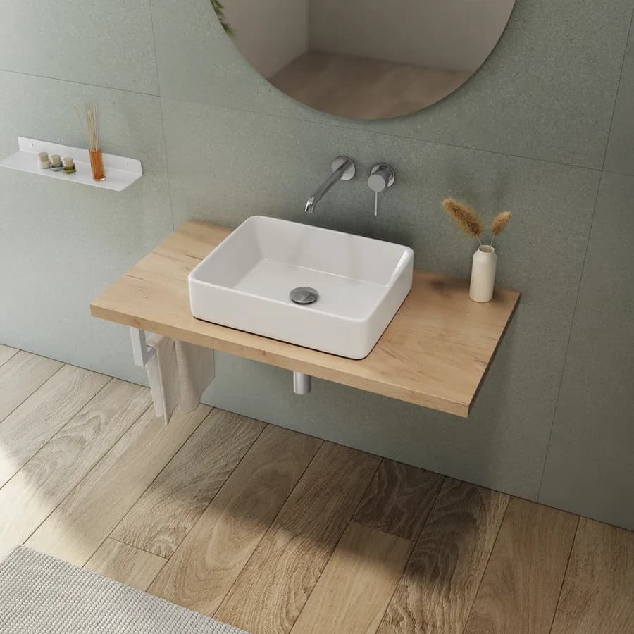 Mensolone bagno 3,8 h sospeso 100 cm in legno rovere gold - Plain