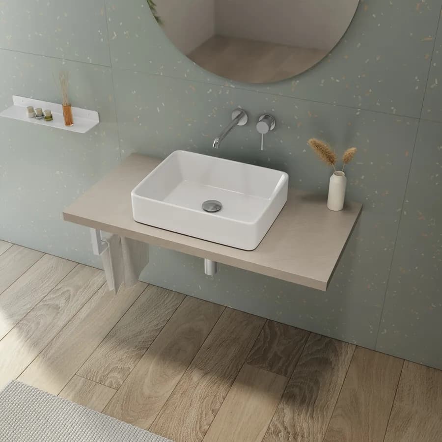 Mensolone bagno 3,8 h sospeso 110 cm in legno argilla - Plain