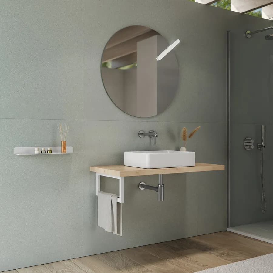 Mensolone bagno 3,8 h sospeso 110 cm in legno rovere gold - Plain