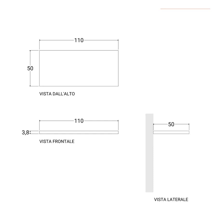 Mensolone bagno 3,8 h sospeso 110 cm in legno rovere grigio - Plain