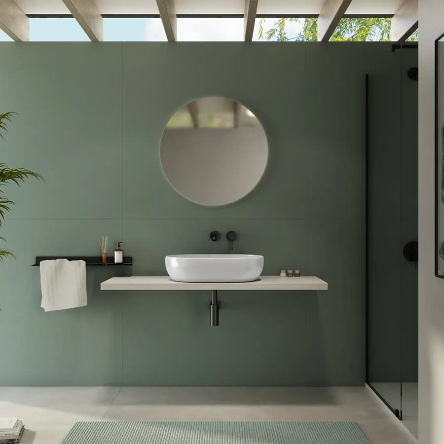 Mensolone bagno 3,8 h sospeso 120 cm in legno rovere bianco - Plain
