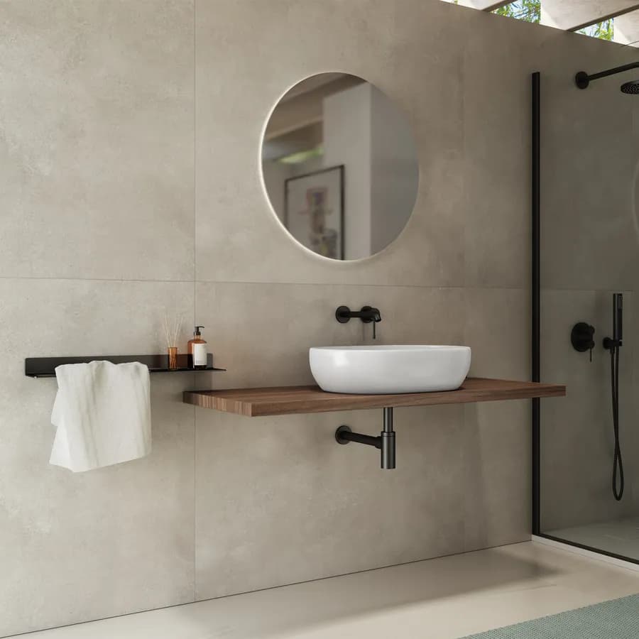 Mensolone bagno 3,8 h sospeso 120 cm in legno rovere deciso - Plain